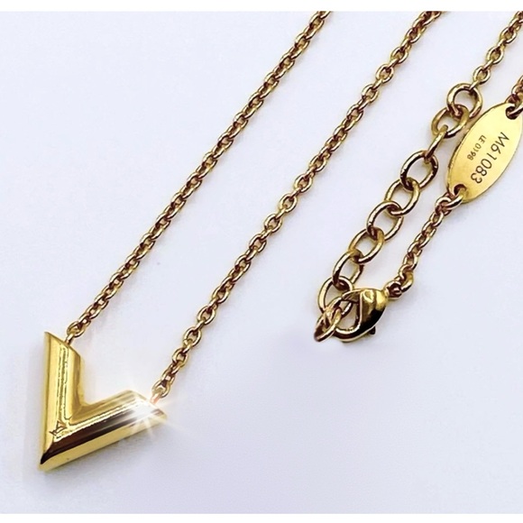 Authentic Gold Plated Louis Vuitton V Necklace - Picture 2 of 7